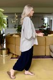 Made in Italy Santos Collared Peasant Smock Blouse Stone